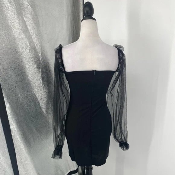 Black Long Sleeve Bustier Bodycon Mini Dress - Picture 12 of 13